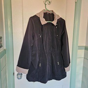 George Black and Tan Lightweight Trench Jacket - Size 16